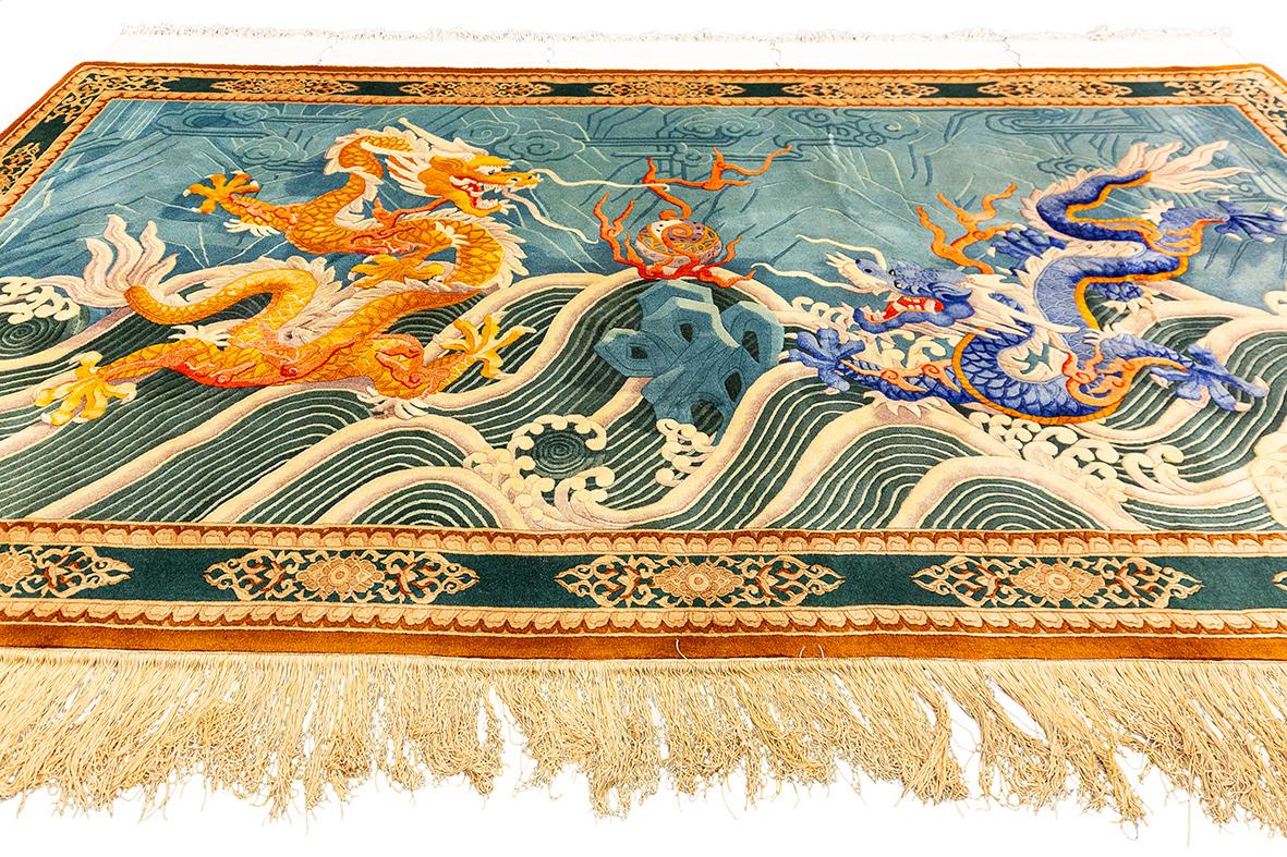 Hand-Knotted Chinese Rug By Walter Nichols in Relief-Technique For Sale