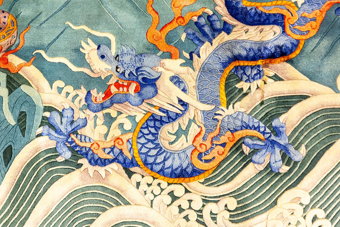 Chinese Rug By Walter Nichols in Relief-Technique For Sale 1