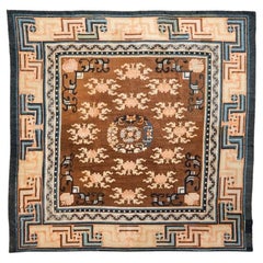 Used Chinese Rug. Central Rosette Design and Geometries. 3.00 x 3.05 m