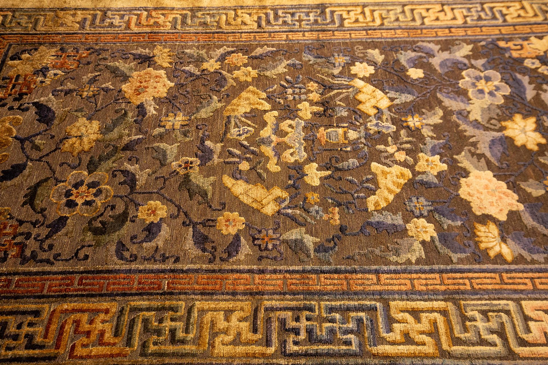 Chinese Rug Imperial Silk & Metal For Sale 4