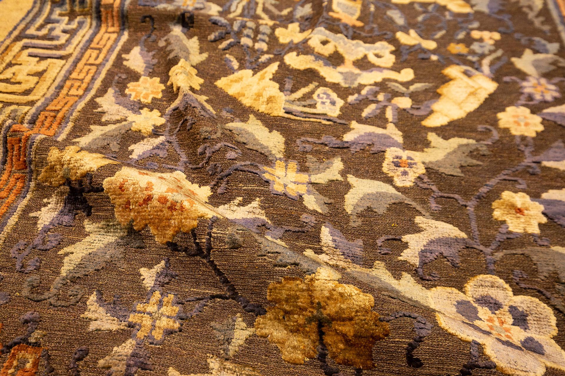 Chinese Rug Imperial Silk & Metal For Sale 6