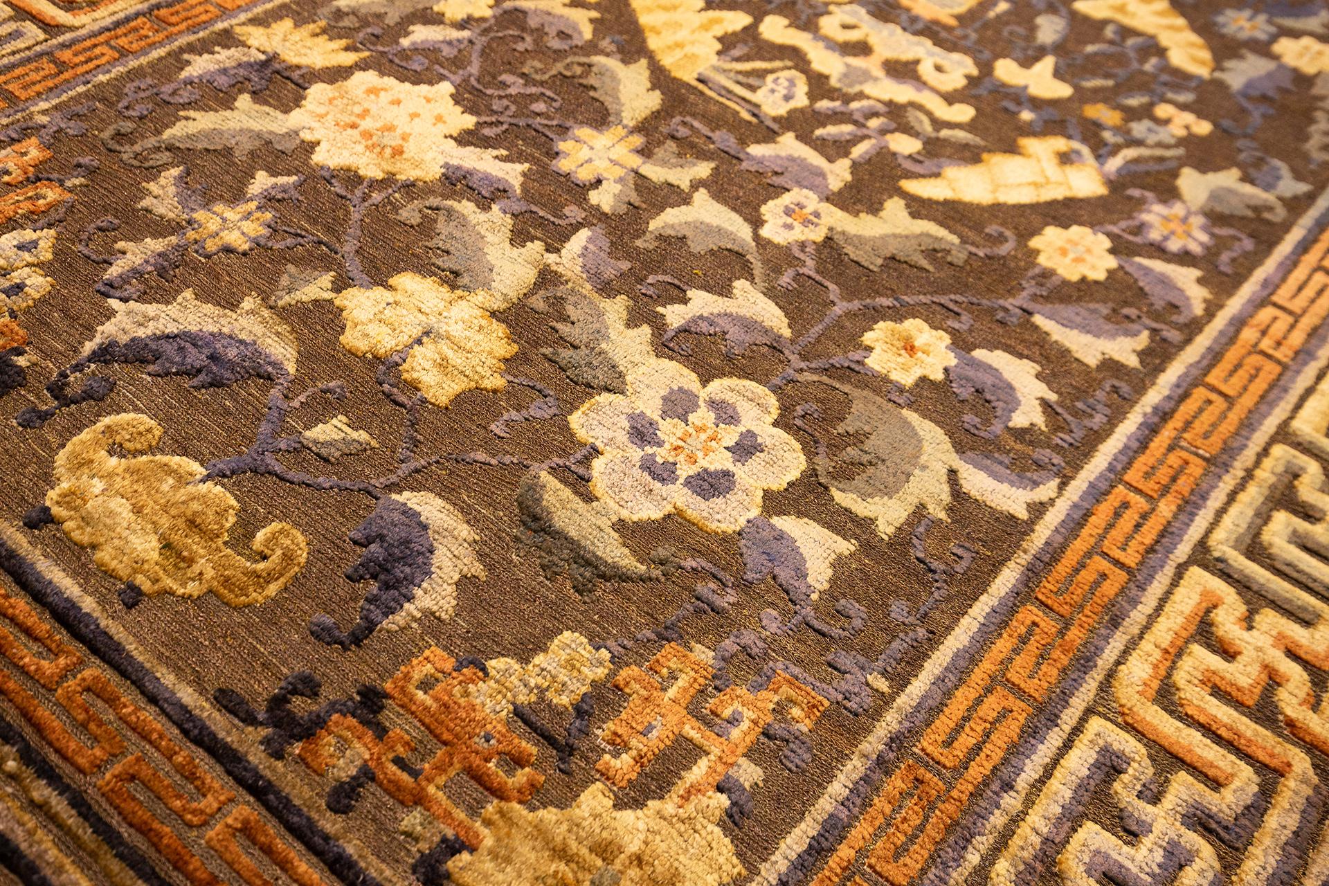 Wool Chinese Rug Imperial Silk & Metal For Sale