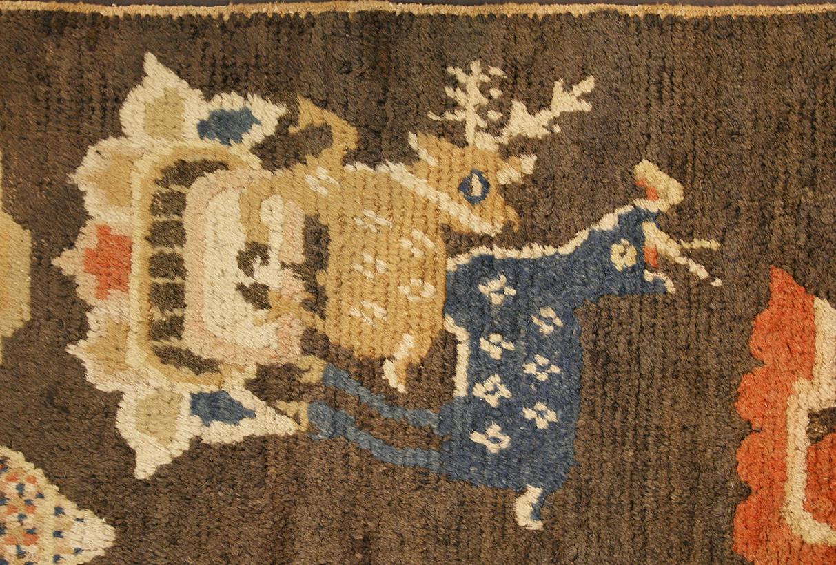 19th Century Chinese Rug Ningxia Spiritual Symbolism For Sale
