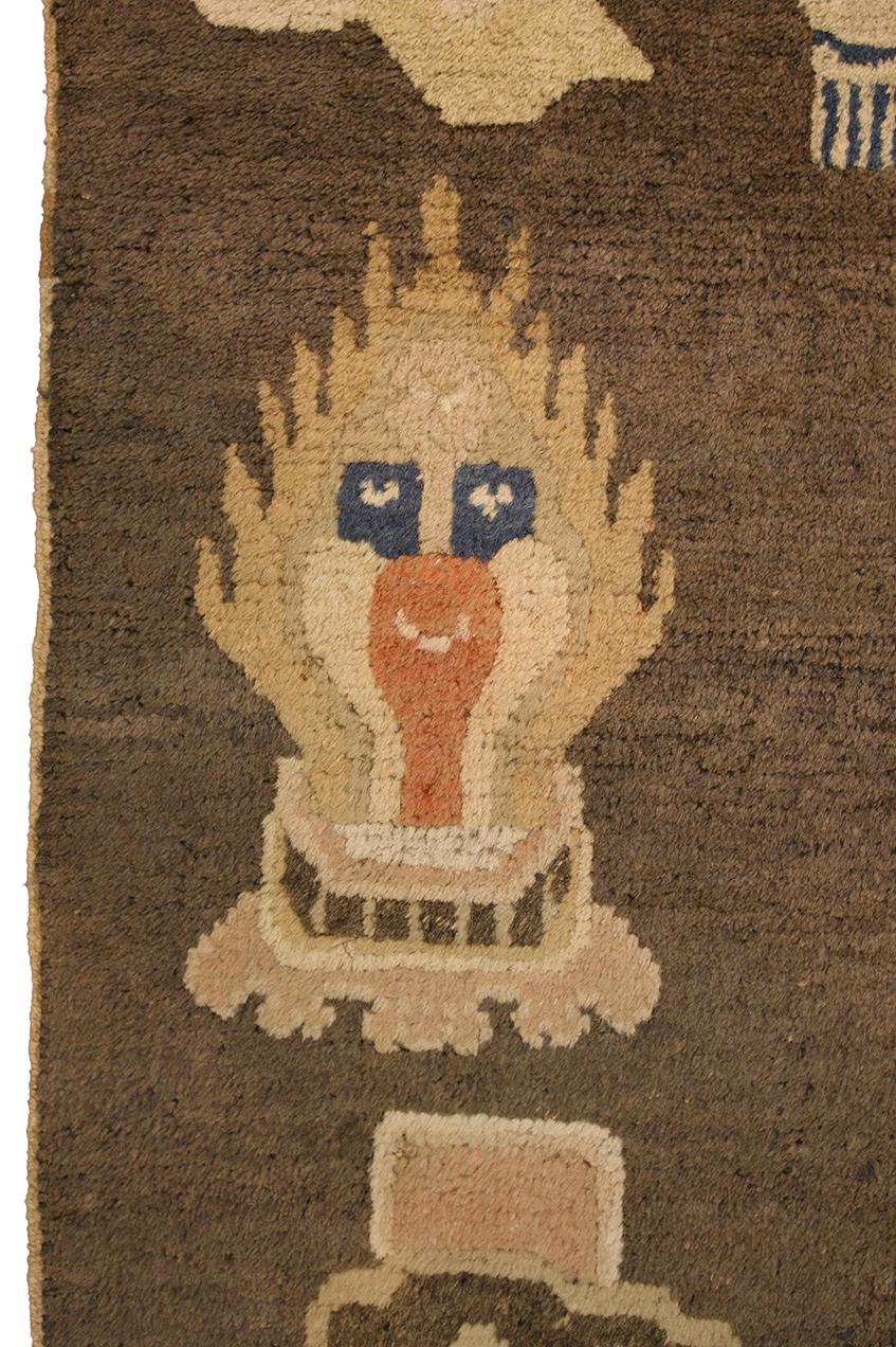 Wool Chinese Rug Ningxia Spiritual Symbolism For Sale