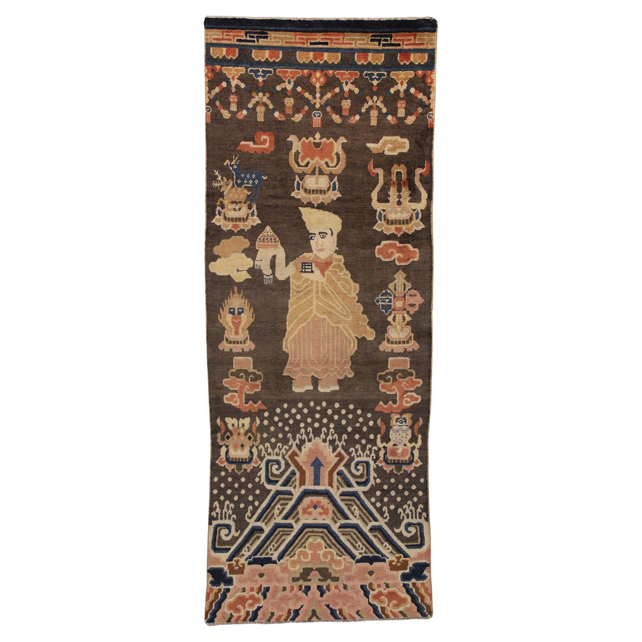 Chinese Rug Ningxia Spiritual Symbolism For Sale