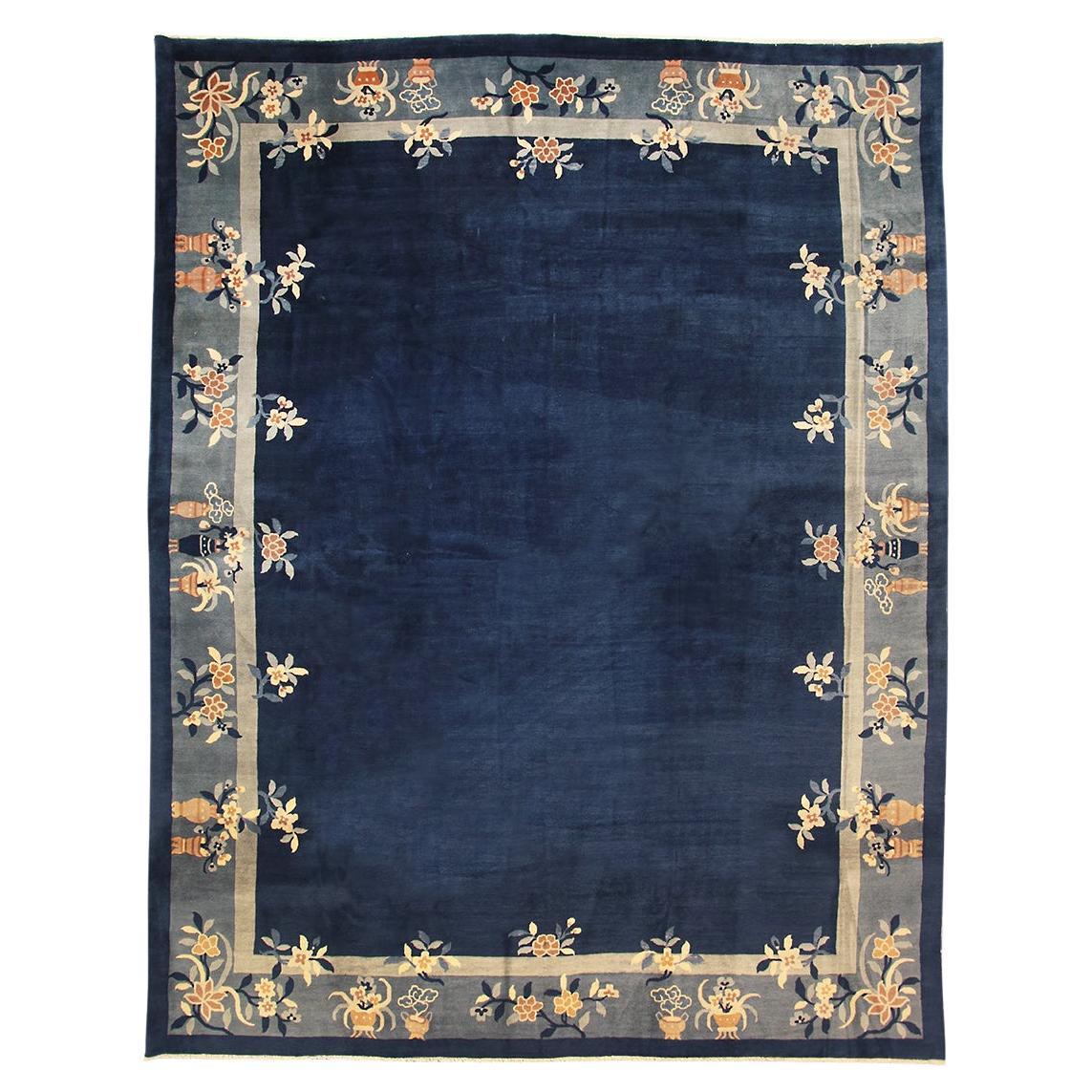 Alfombra China Pekín Diseño Minimalista Azul
