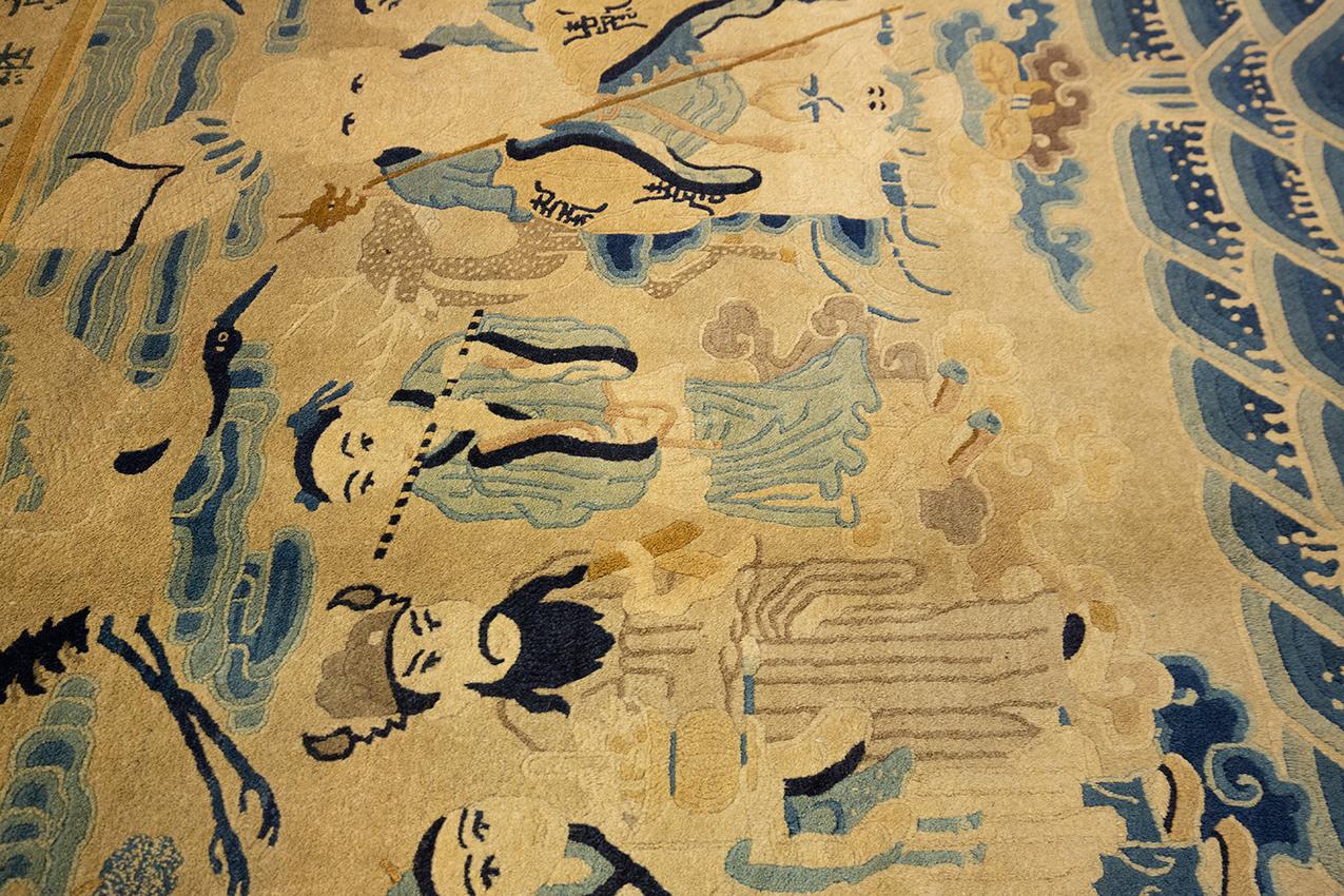 Hand-Knotted Chinese Rug Peking Nine Immortals Design For Sale
