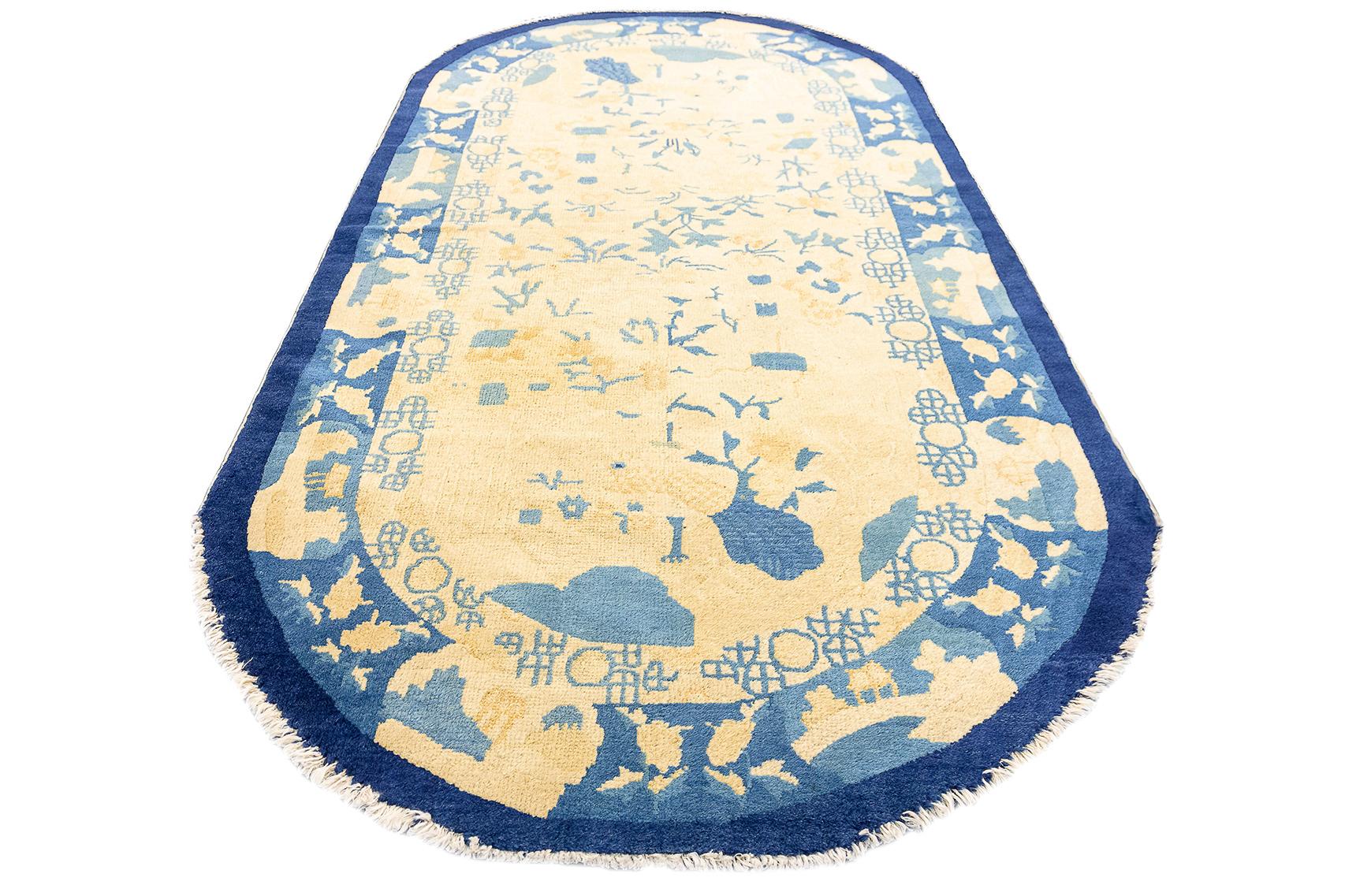 Noué à la main Tapis chinois Pékin ovale en vente