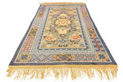 Chinese Rug Silk & Metal