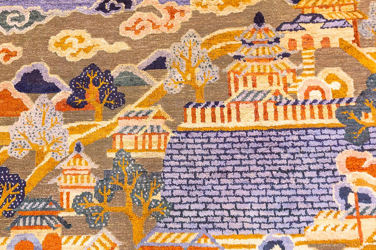 Tapis chinois en soie et fil de métal en vente 3