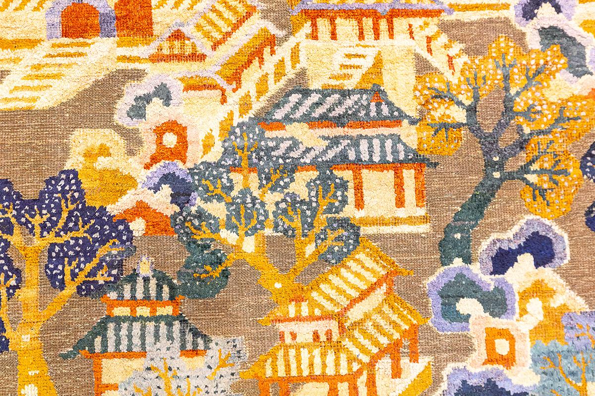 Tapis chinois en soie et fil de métal en vente 4