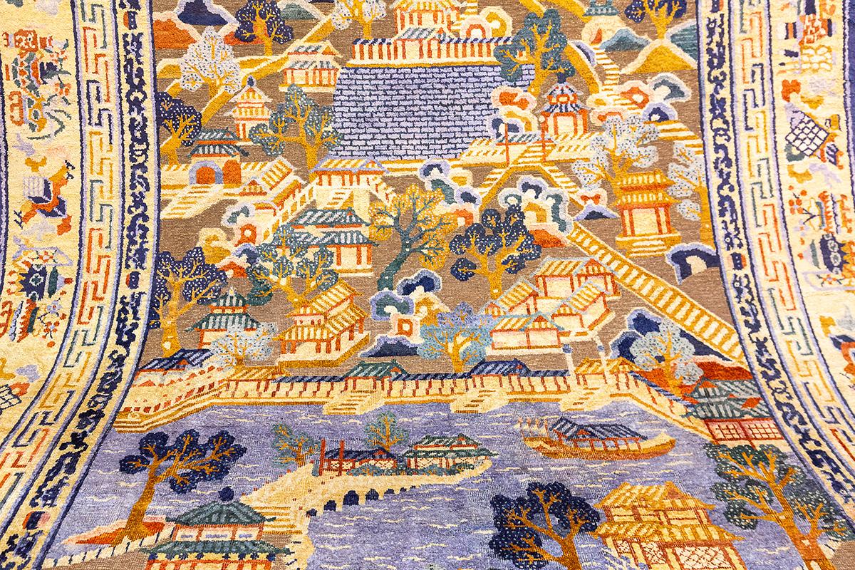 Tapis chinois en soie et fil de métal en vente 6