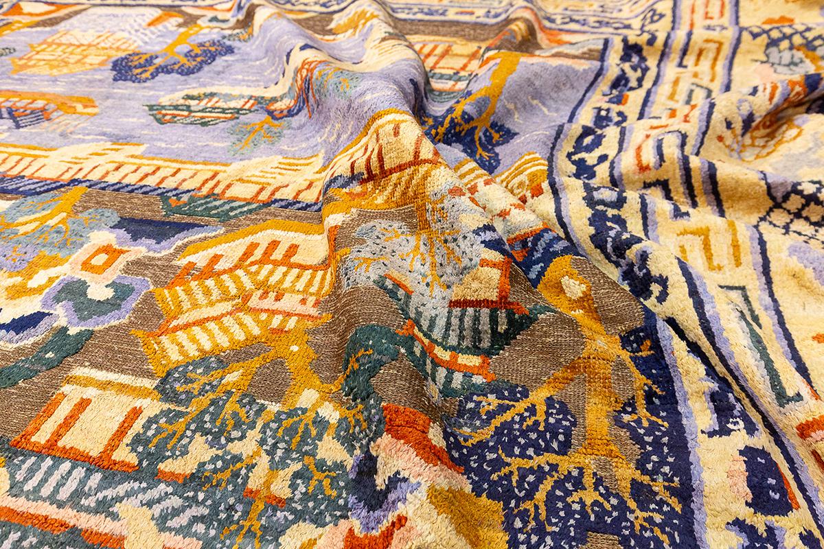 Tapis chinois en soie et fil de métal en vente 9