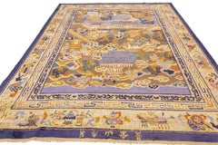 Chinese Rug Silk & Metal Thread
