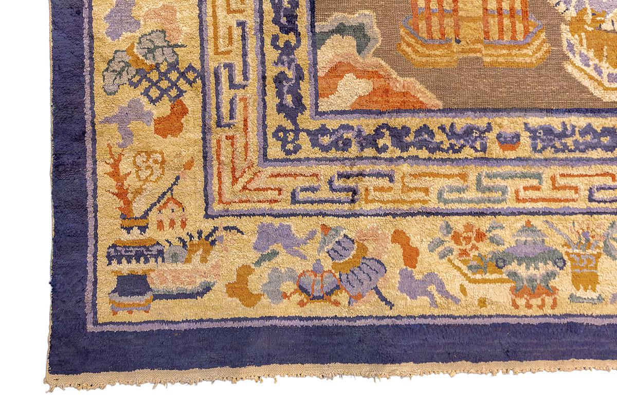 Tapis chinois en soie et fil de métal Bon état - En vente à Ferrara, IT