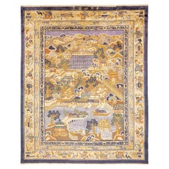 Chinese Rug Silk & Metal Thread