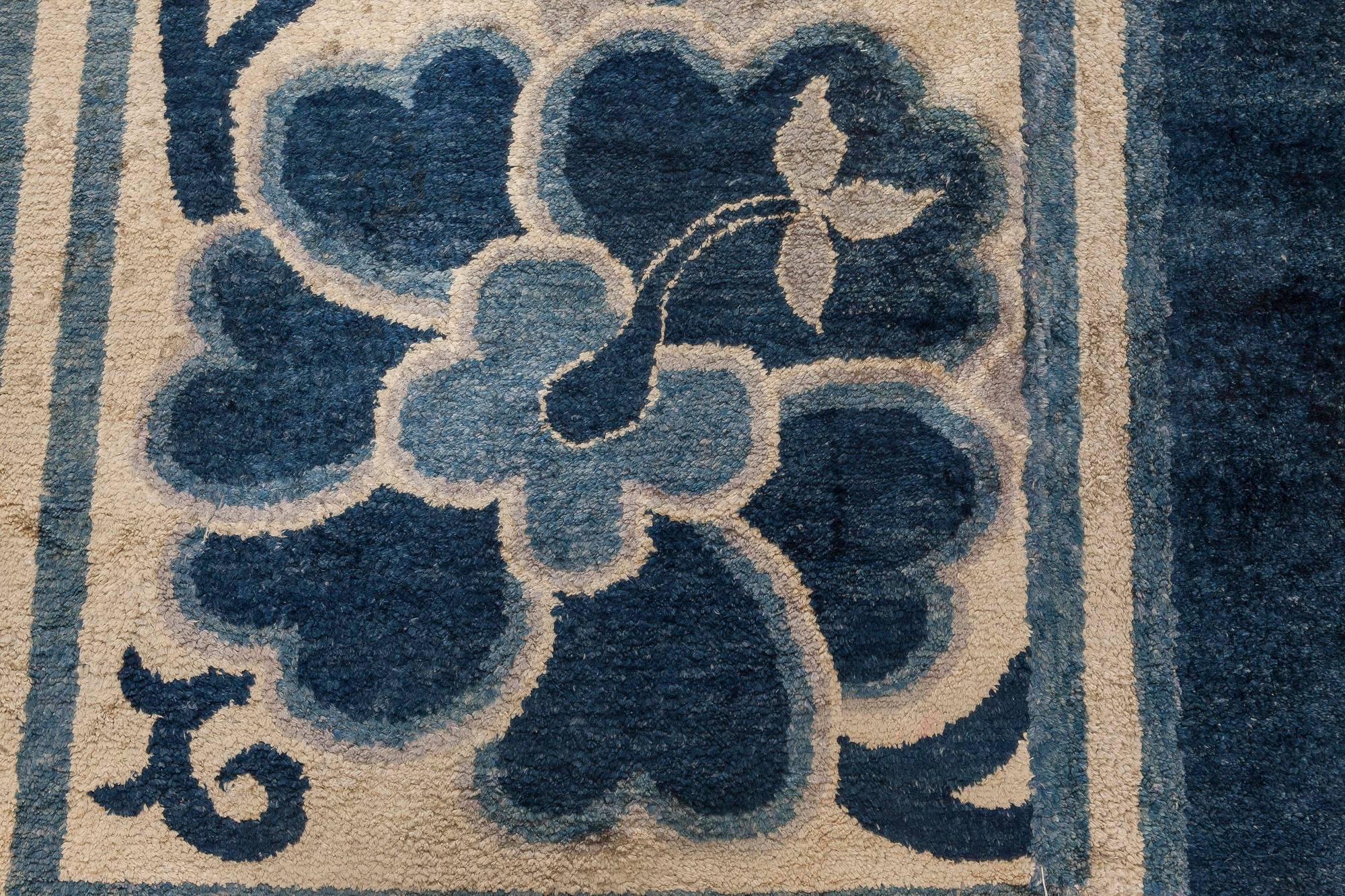 Art Deco One-of-a-kind Chinese Blue Floral 'Fragment' Runner For Sale