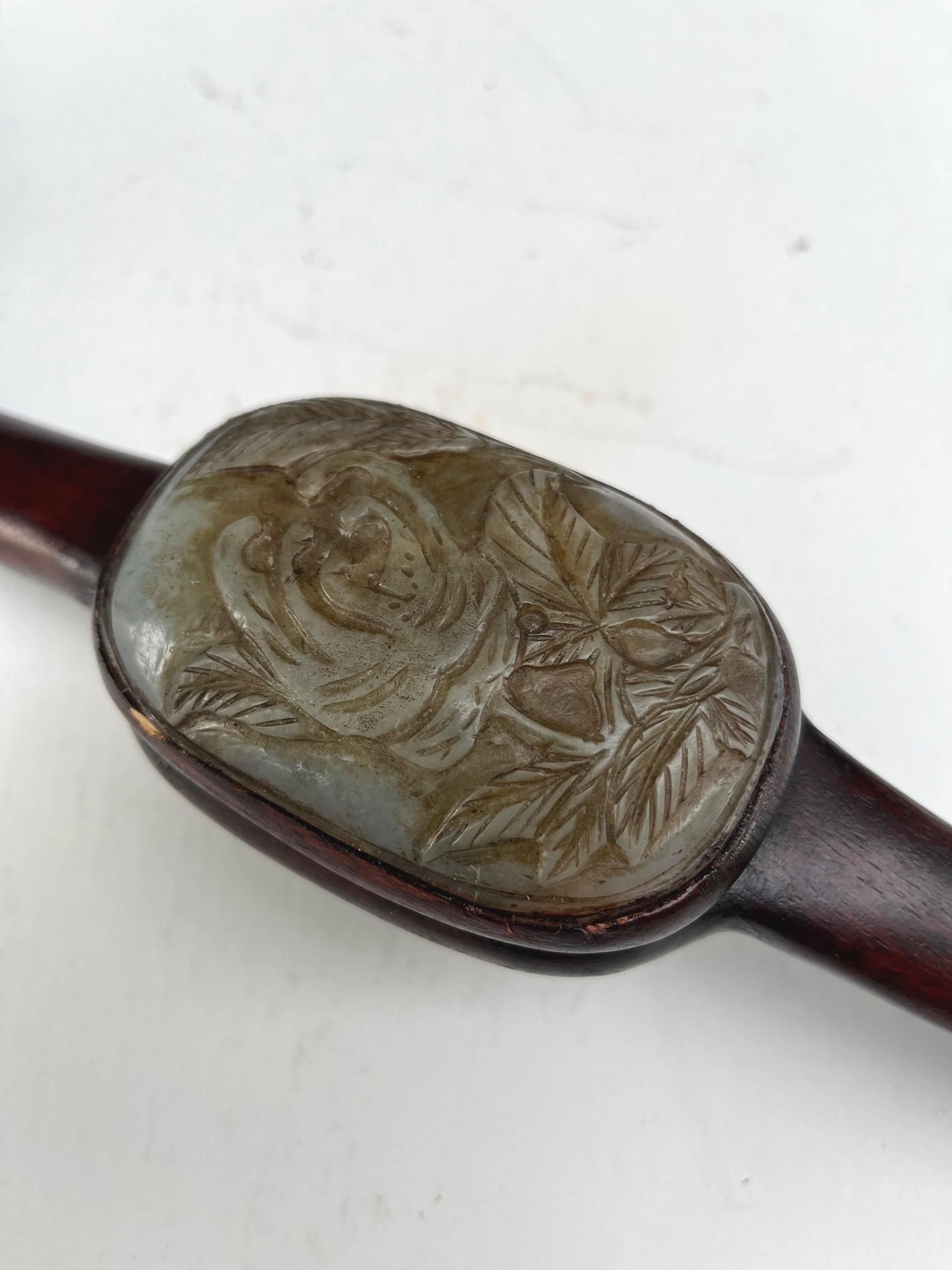 Chinese Russet Jade Hardwood Imperial Ruyi Scepter Qing Dynasty, Provenance For Sale 4