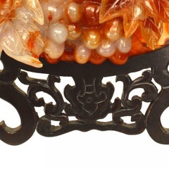 Chinese Rust Agate Carved Plate and Stand