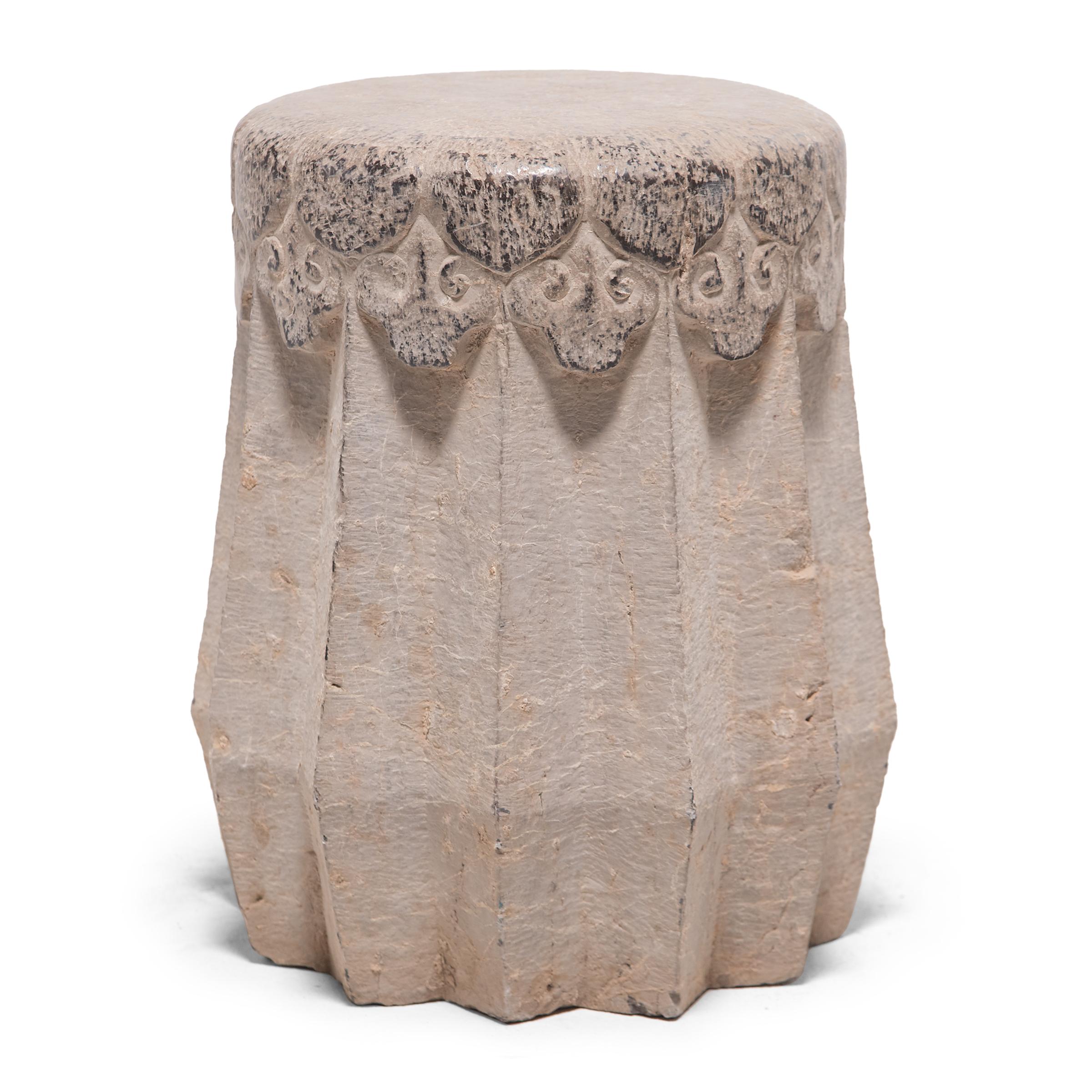 Qing Chinese Ruyi Limestone Drum Stool, circa 1900