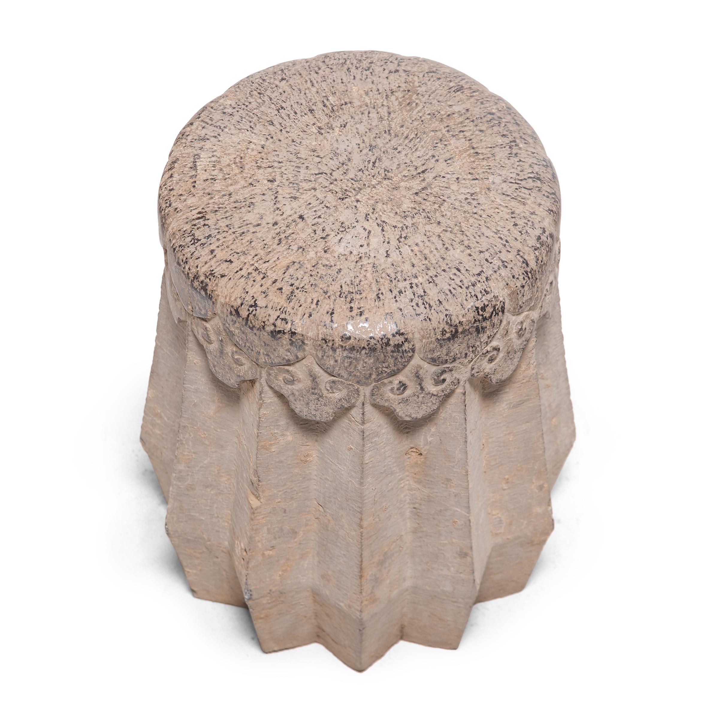 Chinese Ruyi Limestone Drum Stool, circa 1900 In Good Condition In Chicago, IL
