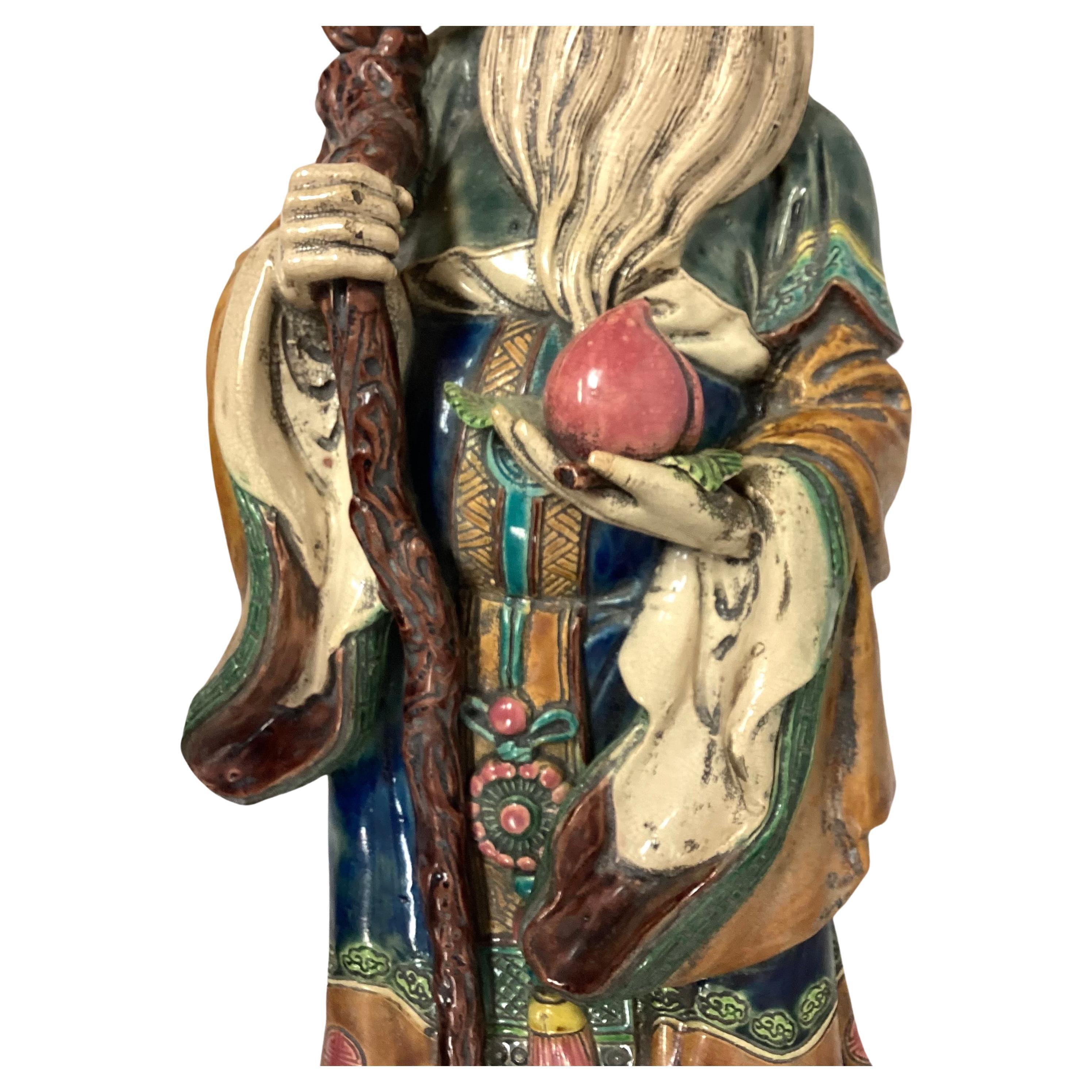 Chinese Export Chinese Sage Porcelain Man Statue Wall Hanging For Sale