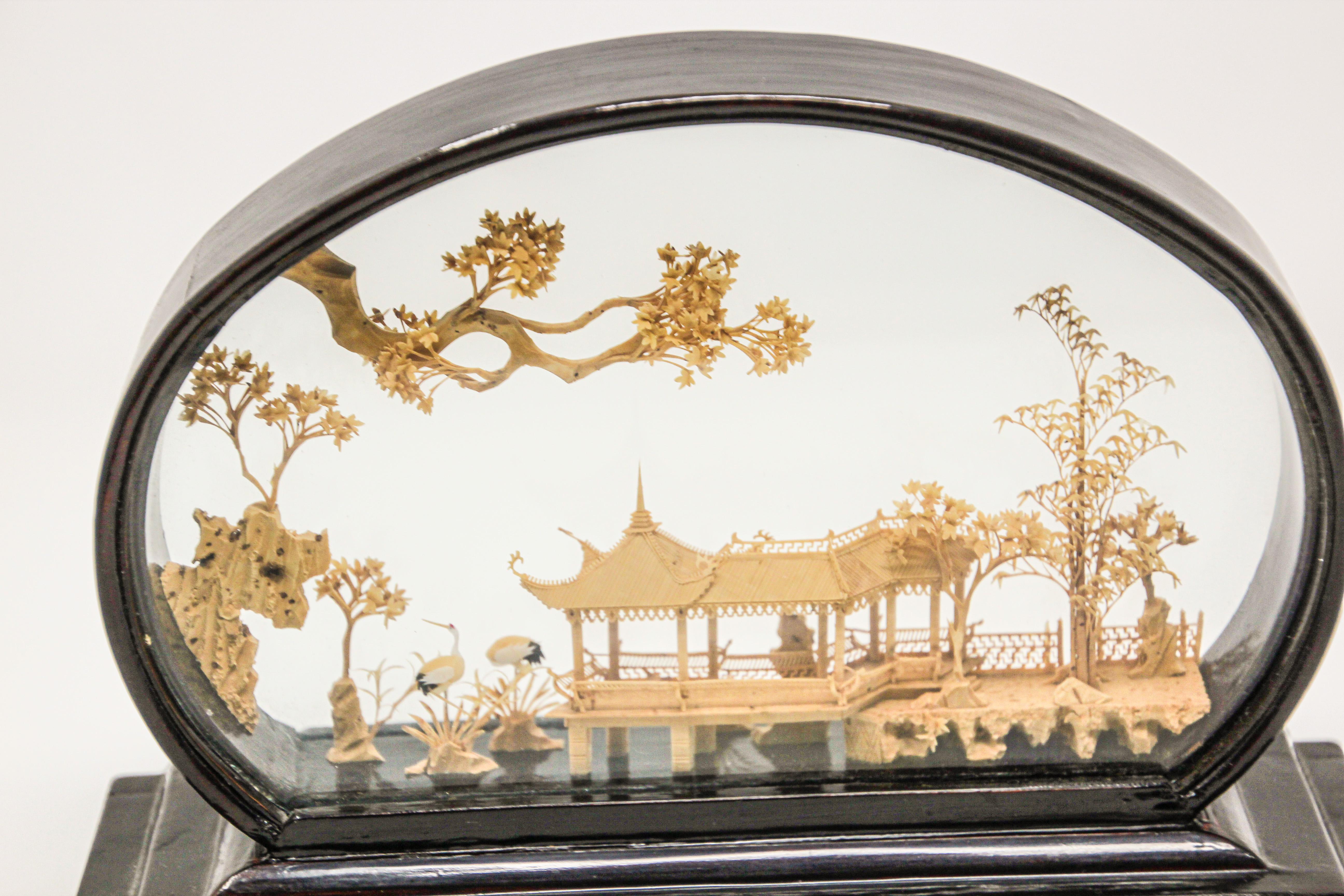 Chinese San You Miniature Architectural Diorama Carved Cork Scene 6