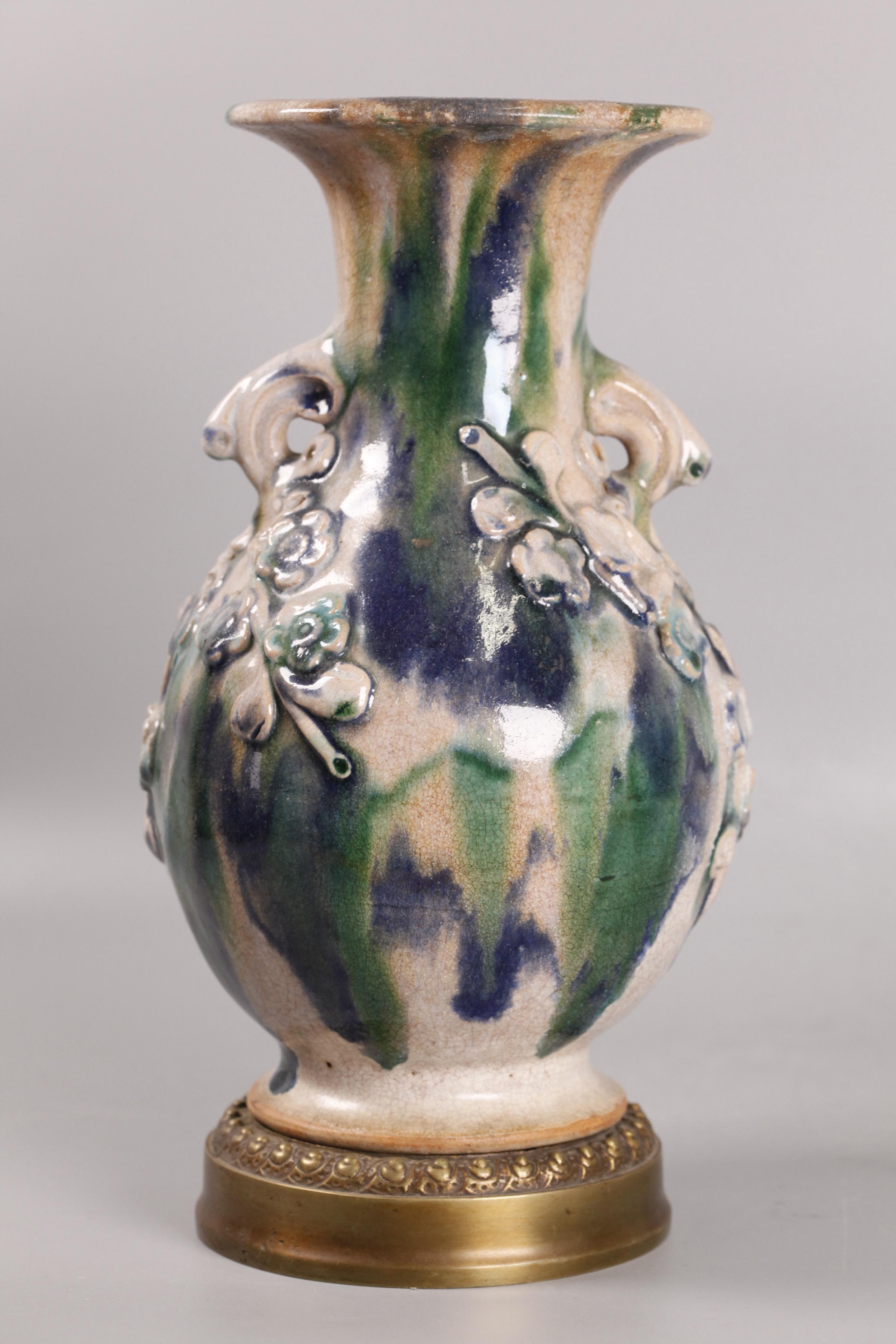 19th Century Chinese sancai ceramic vase, 19th c. For Sale
