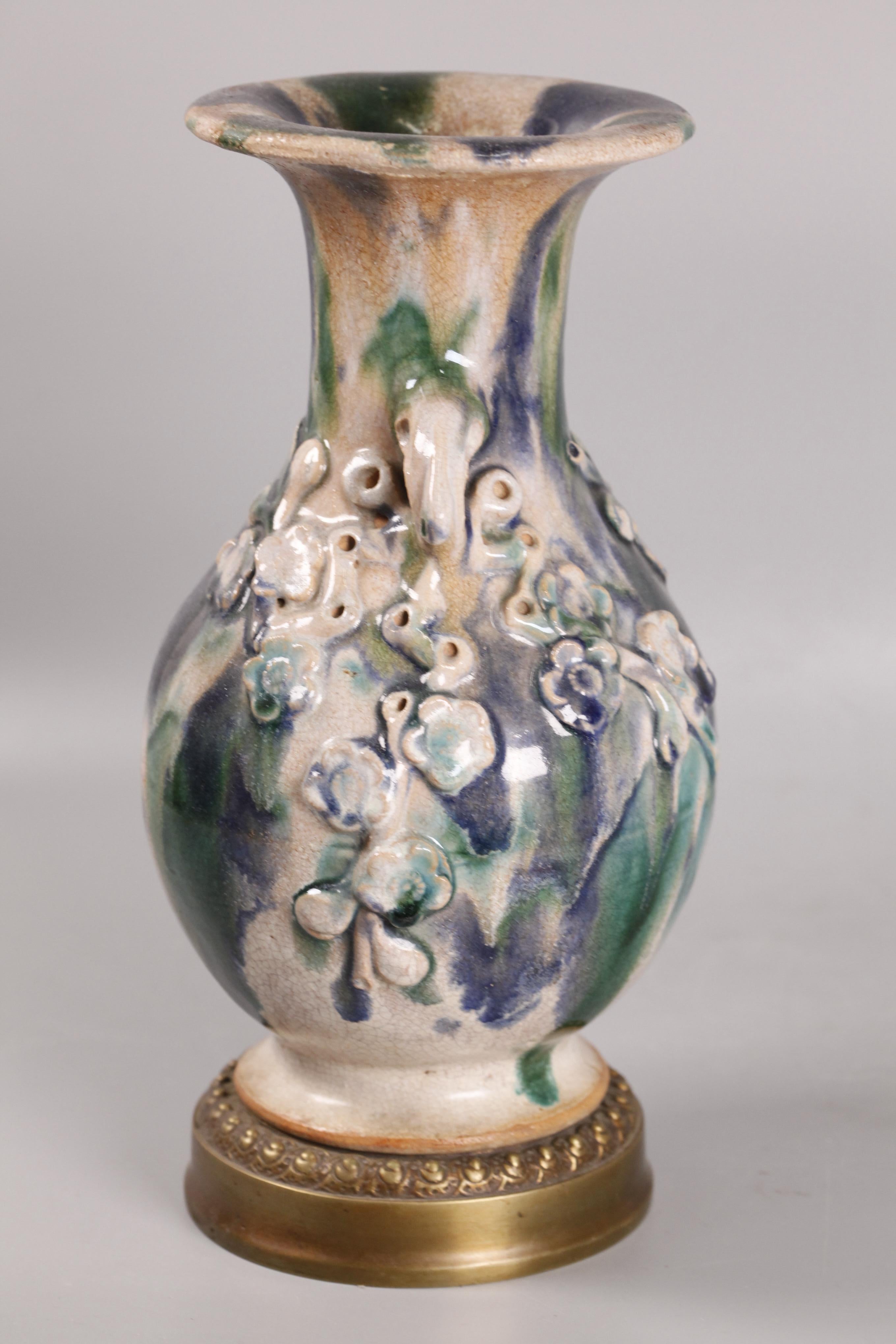 Ceramic Chinese sancai ceramic vase, 19th c. For Sale