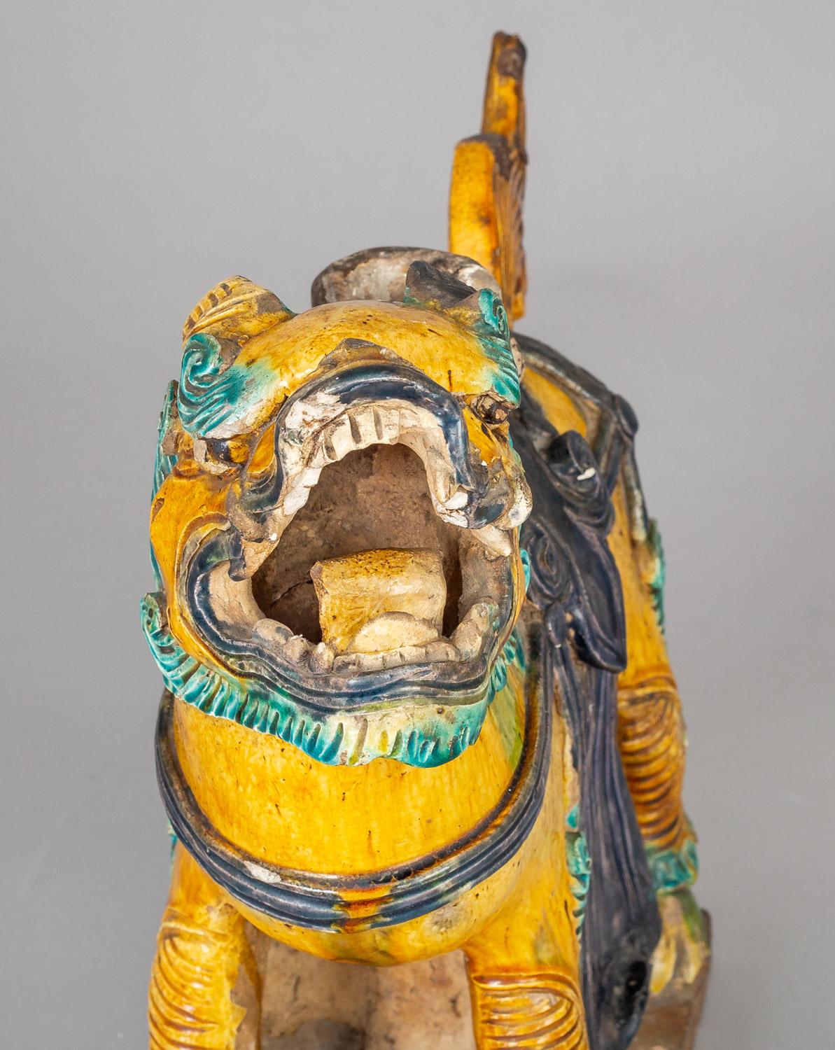 Chinese Sancai Glazed Ceramic Guardian Lion For Sale 1