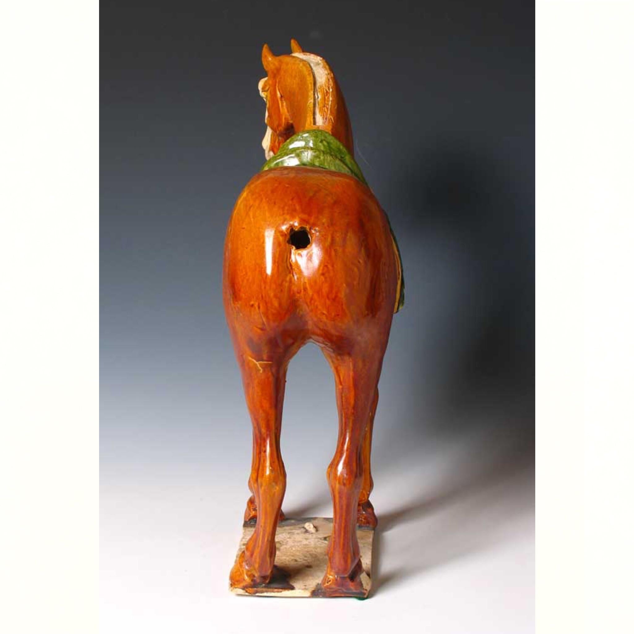 Chinese Sancai Glazed Ceramic Horse Figure, Tang Dynasty For Sale 2