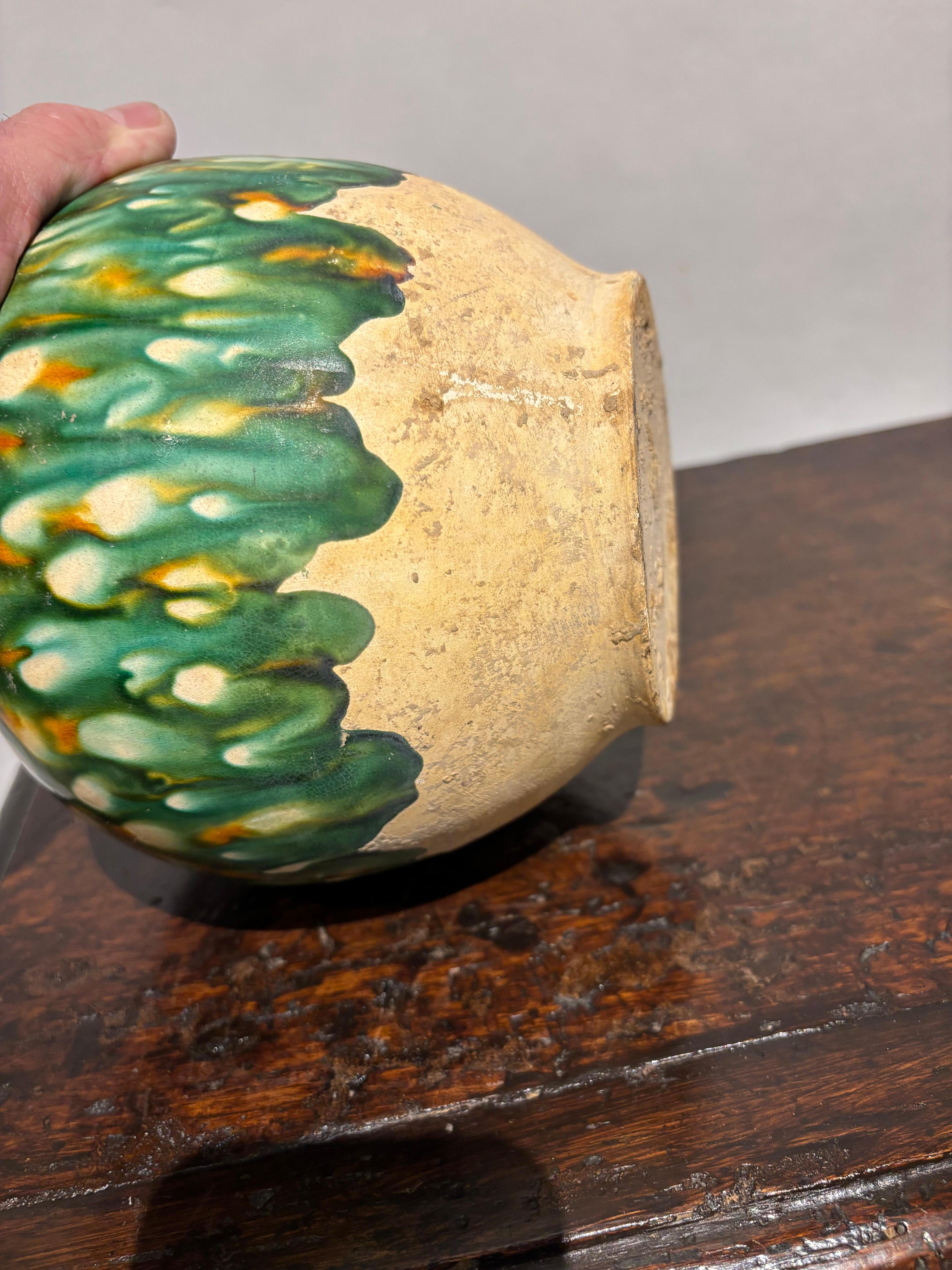 Chinese Tang Dynasty Style Sancai Glazed Ceramic Jar For Sale 5