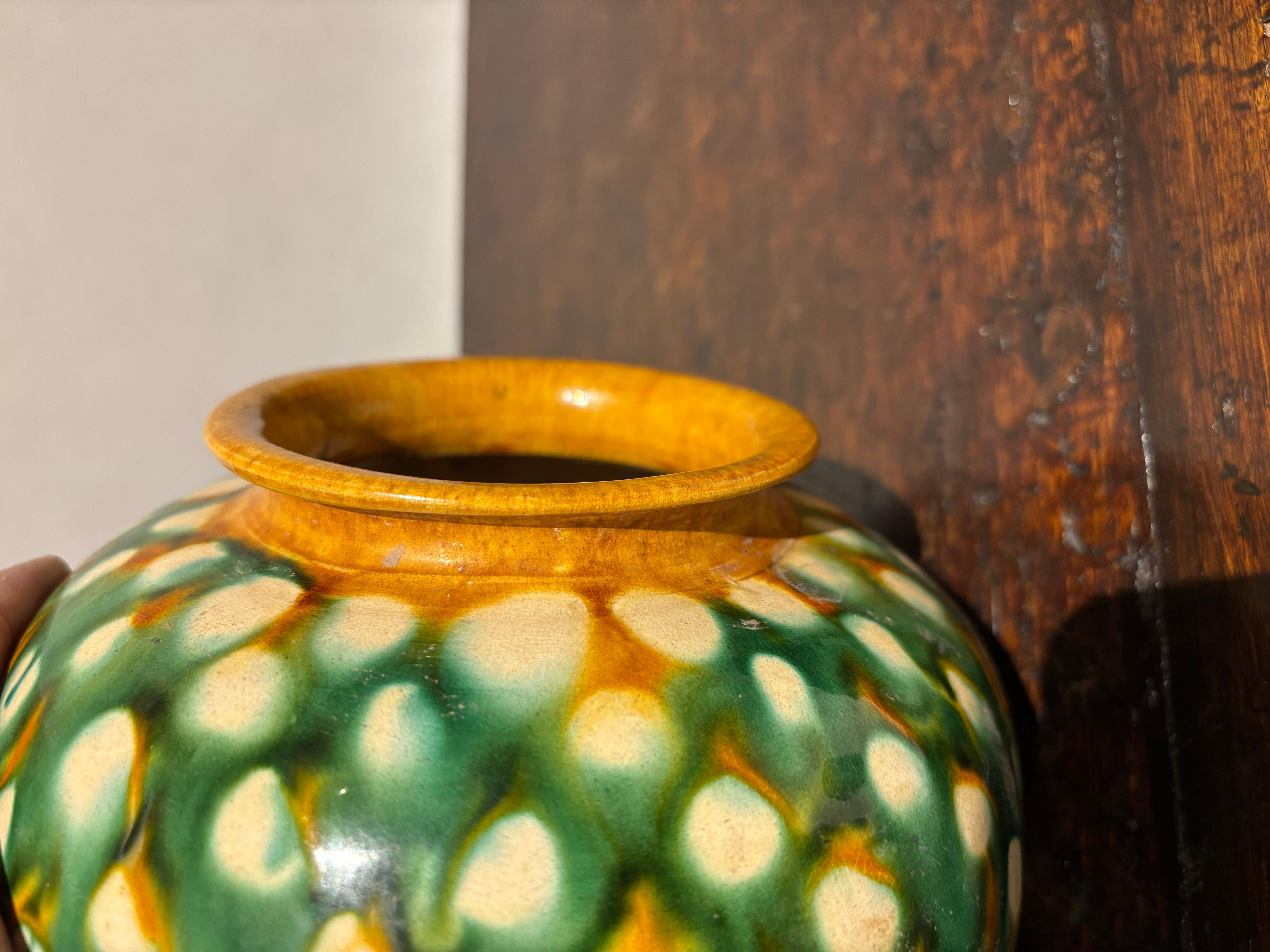 Chinese Tang Dynasty Style Sancai Glazed Ceramic Jar For Sale 7