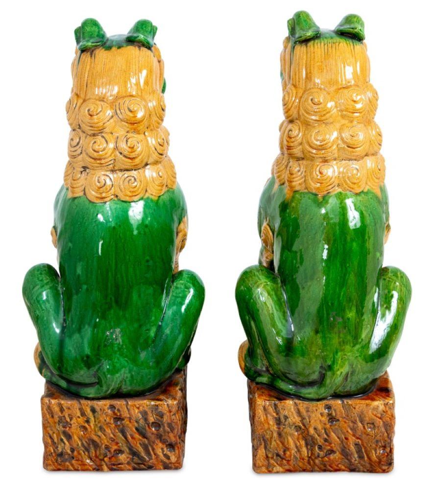 Chinese Export Chinese Sancai Glazed Ceramic Pho Dogs, Pair For Sale