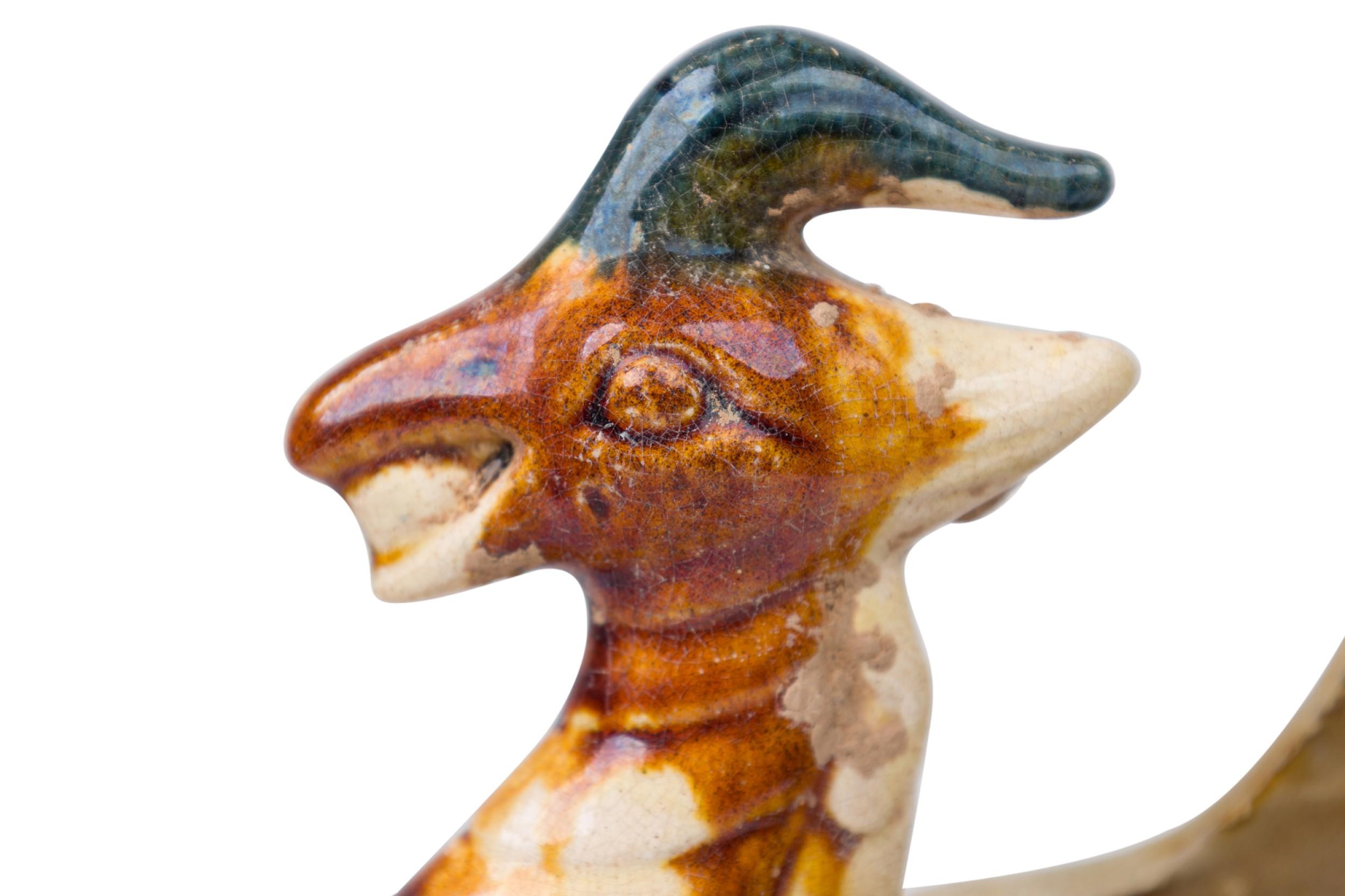 Chinese Sancai Glazed Ceramic Yinglong Winged Dragon Figurine For Sale 3