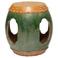 Tambour de jardin chinois émaillé Sancai, vers 1920