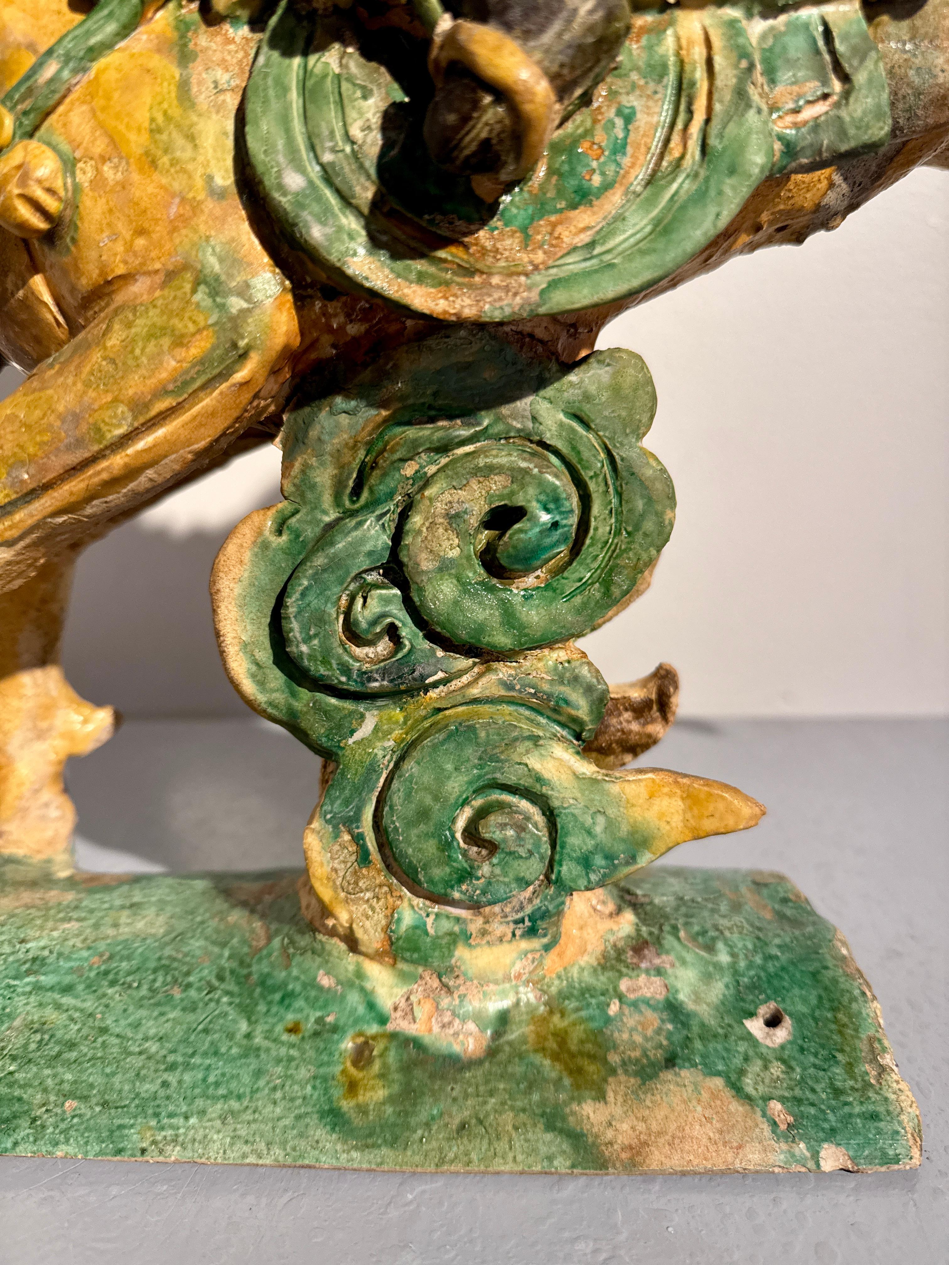 Chinese Sancai Glazed Warrior Roof Ridge Tile, Ming Dynasty, 17th Century, China For Sale 8