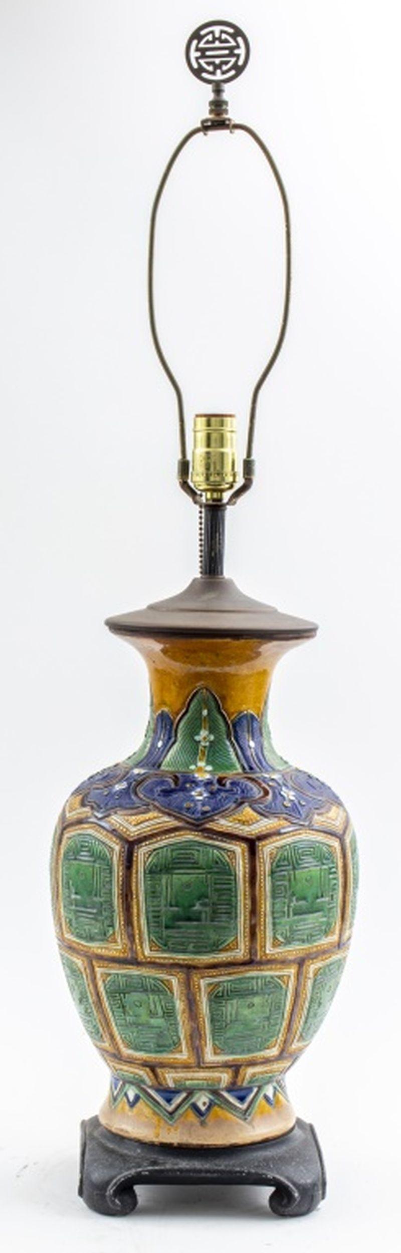 Qing Vaso cinese Sancai Haitangzu montato come lampada in vendita