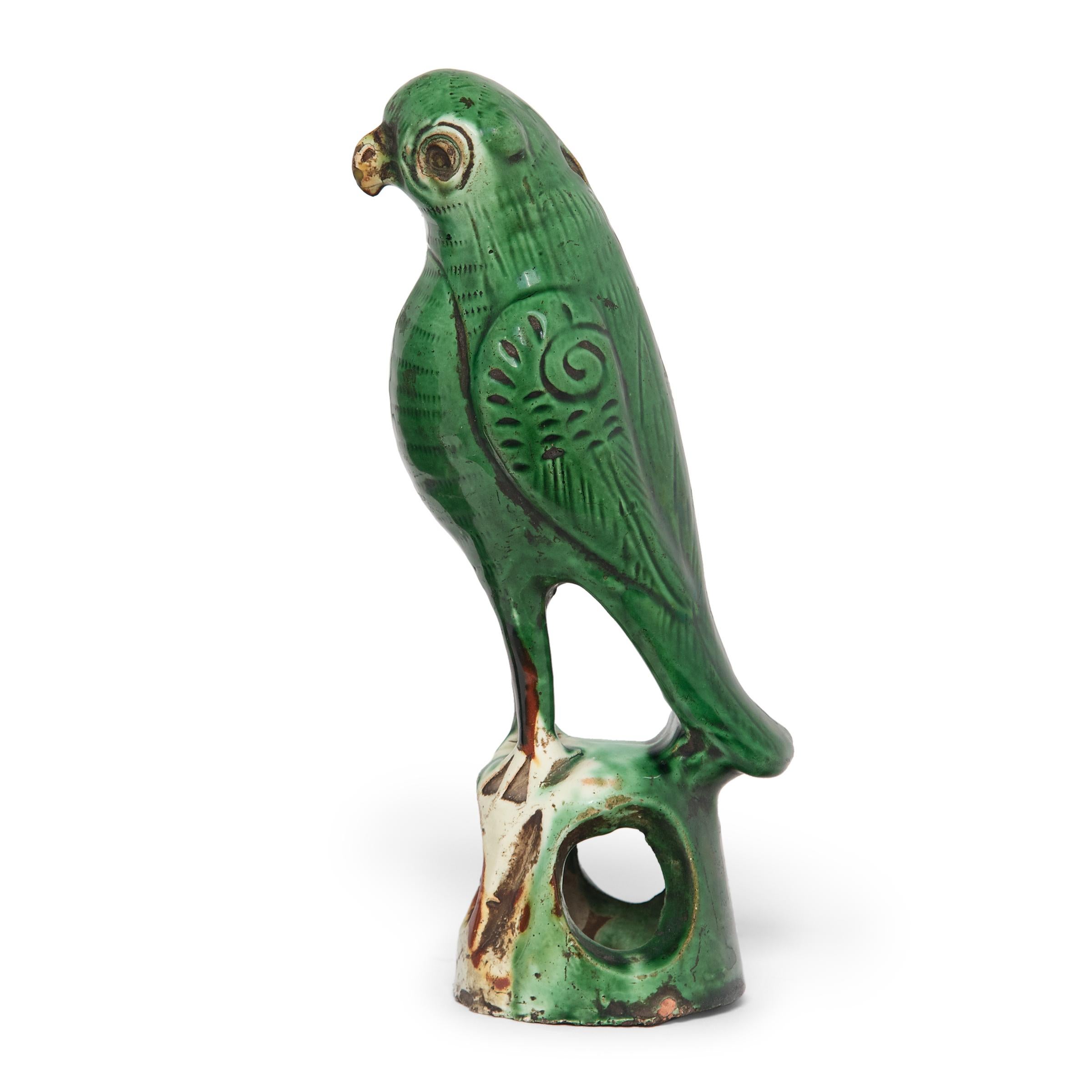A symbol of freedom and long life, parrots have held a place of honor in Chinese culture for centuries. In fact, this parrot-shaped incense holder once played an important role in ancestor worship. Dated to the early 20th century, the ceramic parrot