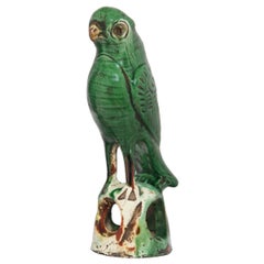 Antique Chinese Sancai Parrot Incense Burner, c. 1900