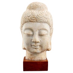 Antique Chinese Sandstone Buddha Head Sculpture