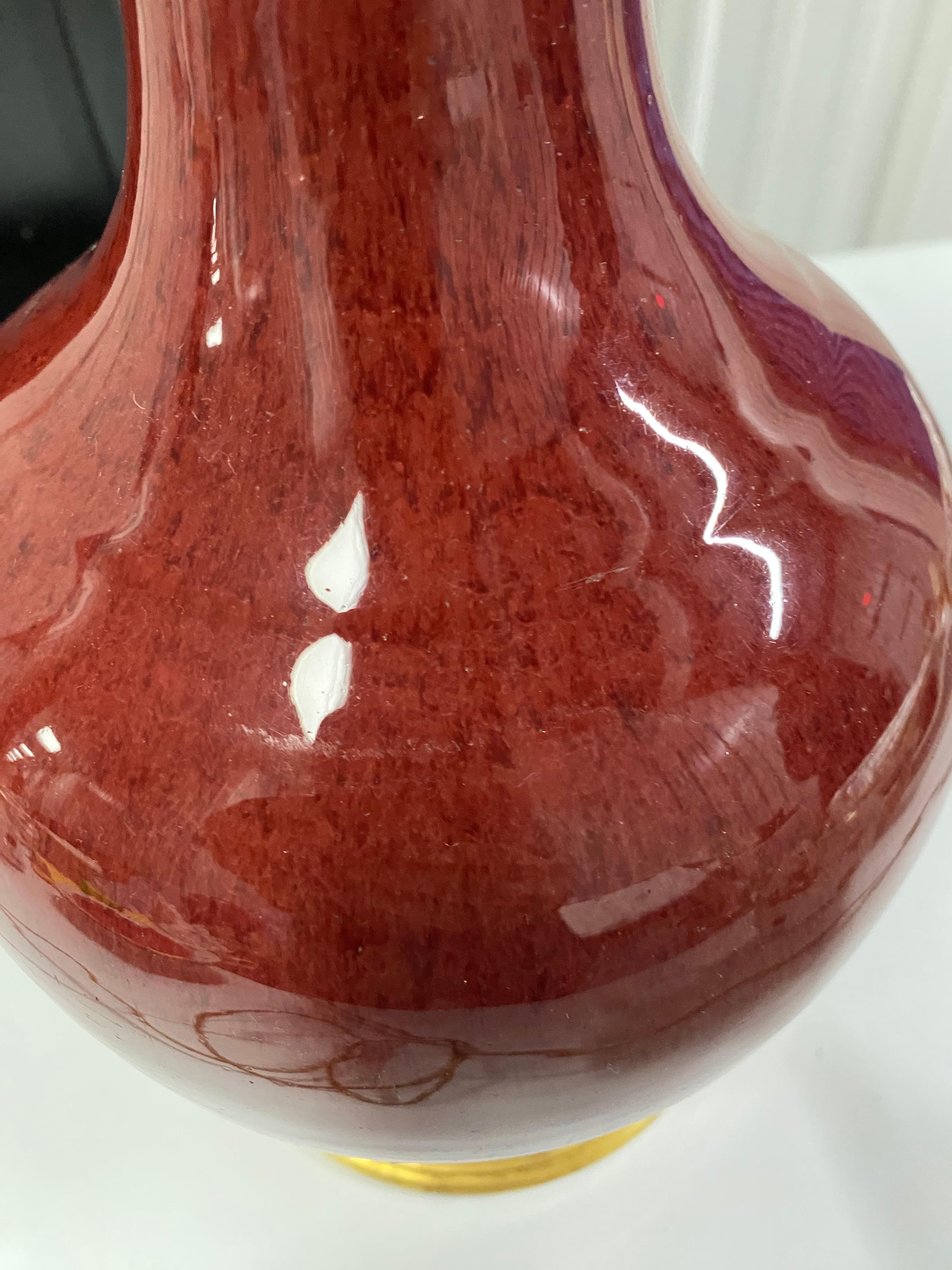 Chinese Sang-de-Boeuf Glazed Red Vase Made into Lamp, c. 19th century For Sale 1