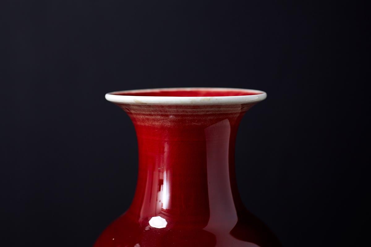 Chinese Sang de Boeuf Oxblood Glazed Porcelain Vase 4