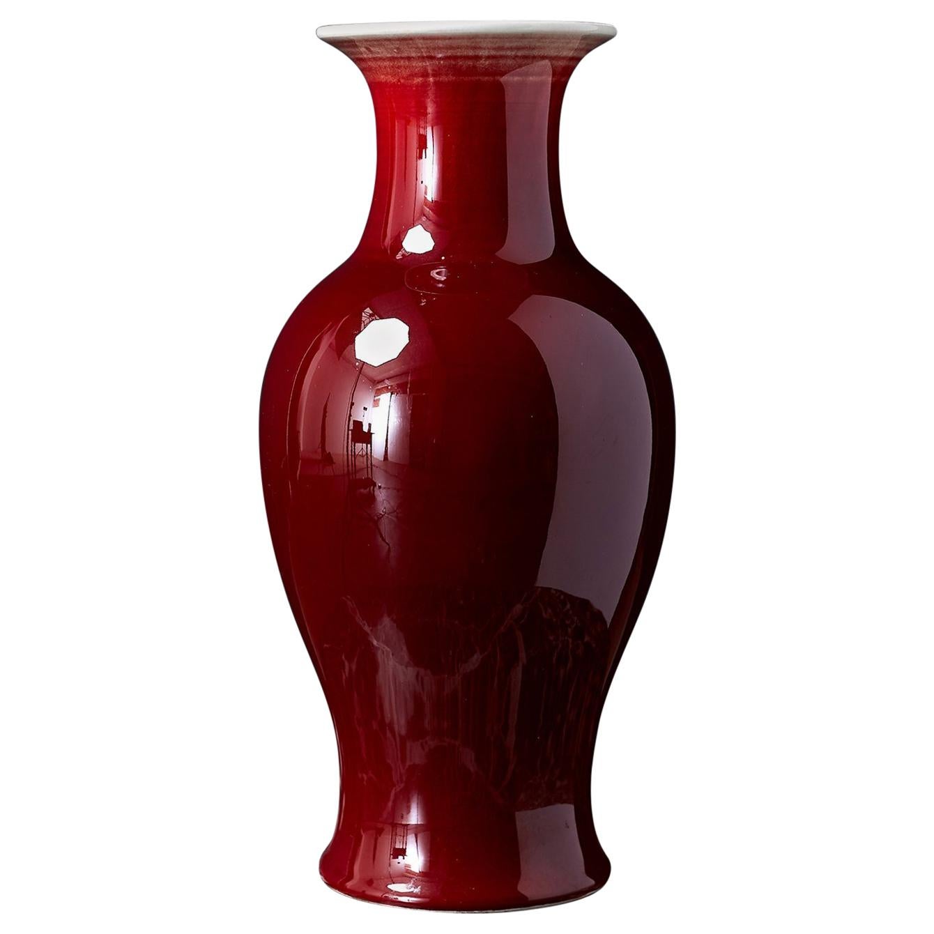 Chinese Sang de Boeuf Oxblood Glazed Porcelain Vase