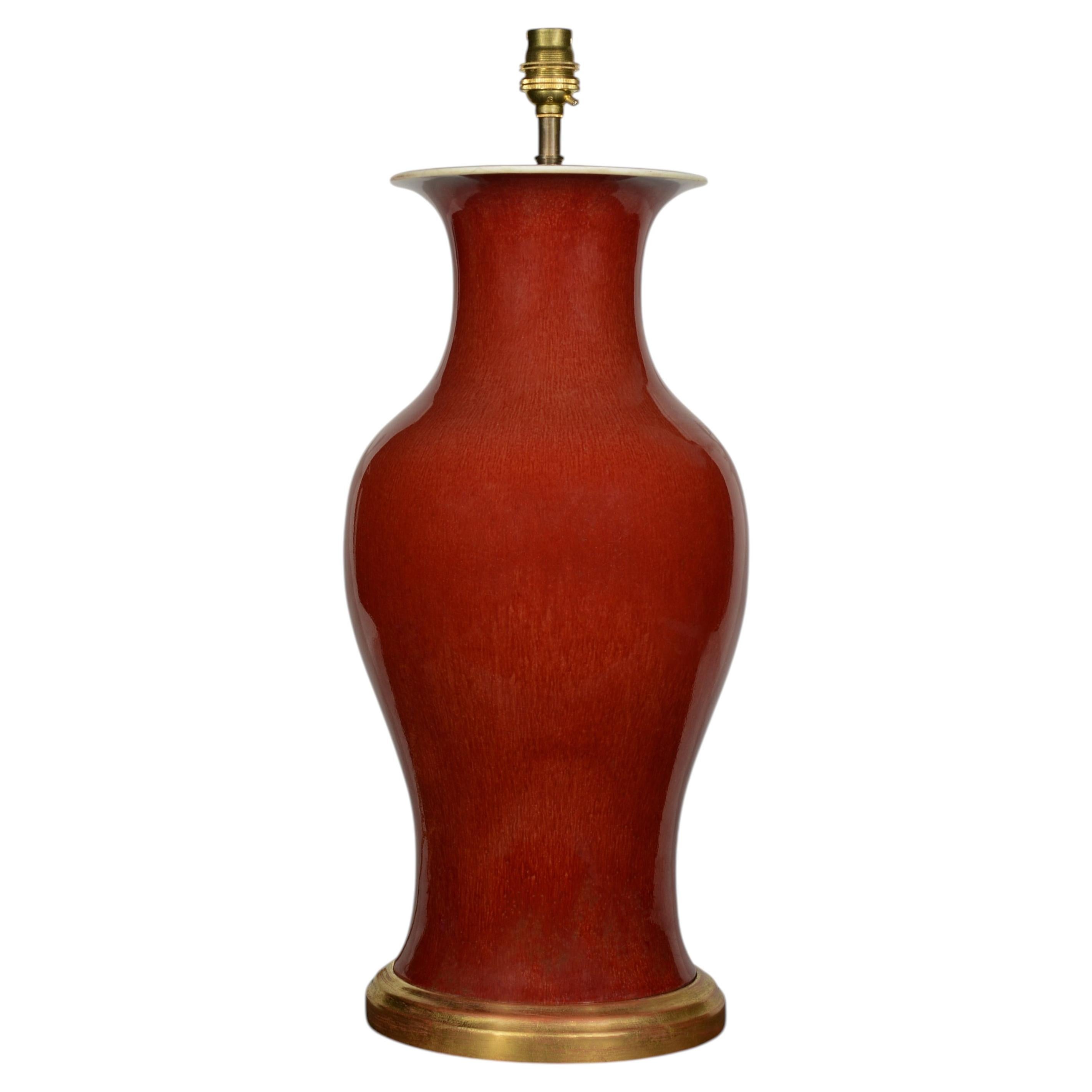 Chinese Sang De Boeuf Porcelain 20th Century Table Lamp