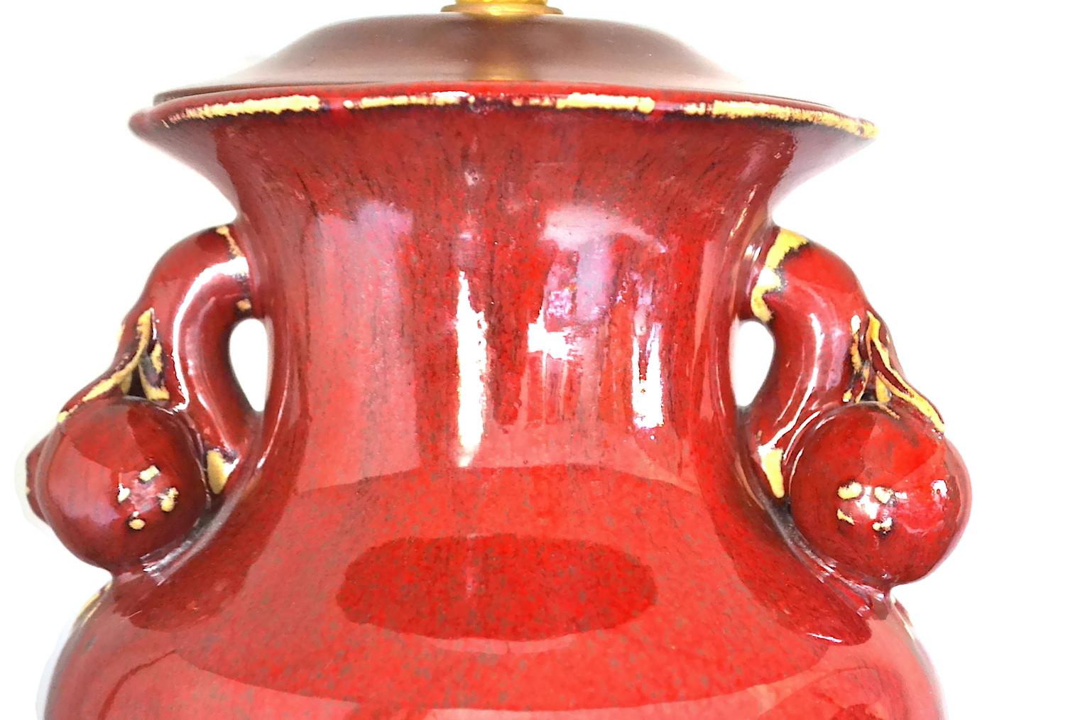 Hong Kong Chinese Sang de Boeuf Table Lamps For Sale