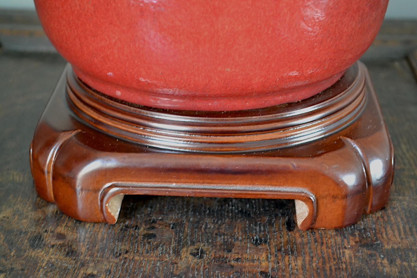 Polychromed Chinese Sang de Boeuf Table Lamps For Sale