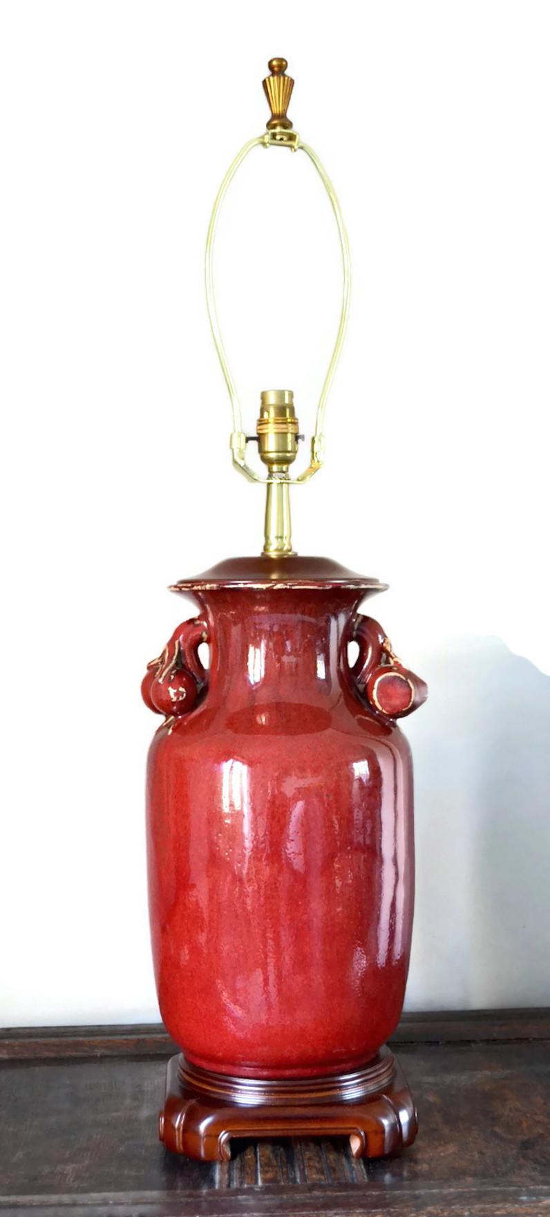 Chinese Sang de Boeuf Table Lamps In Good Condition For Sale In Bransby, GB