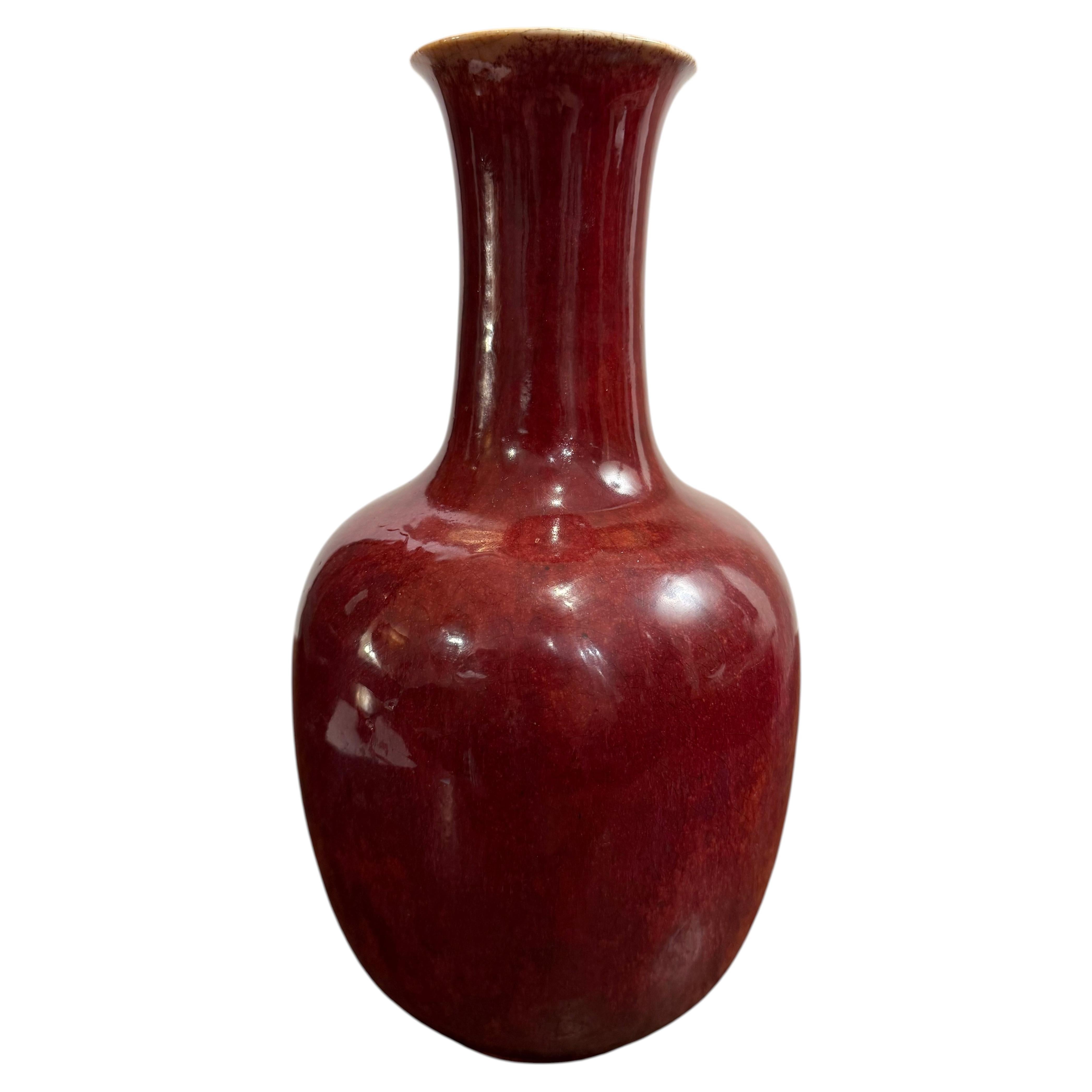 Chinese Sang de Boeuf Vase, Oxblood Glaze, Qing Dynasty, 19th Century