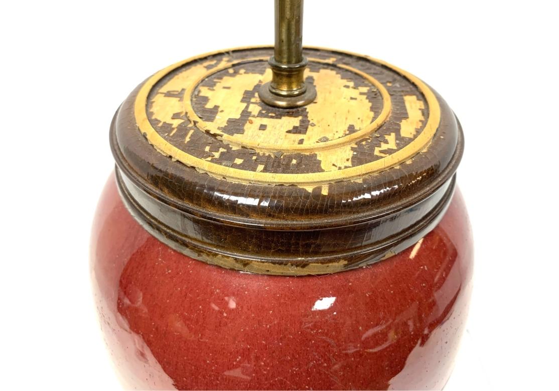 Chinese Sang De Bouef Glazed Pottery Vase Form Table Lamp For Sale 4